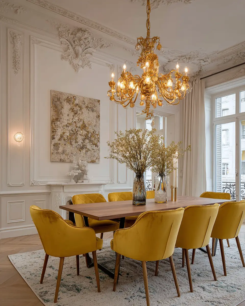 Mustard Yellow Classic Dining Room Decor Ideas