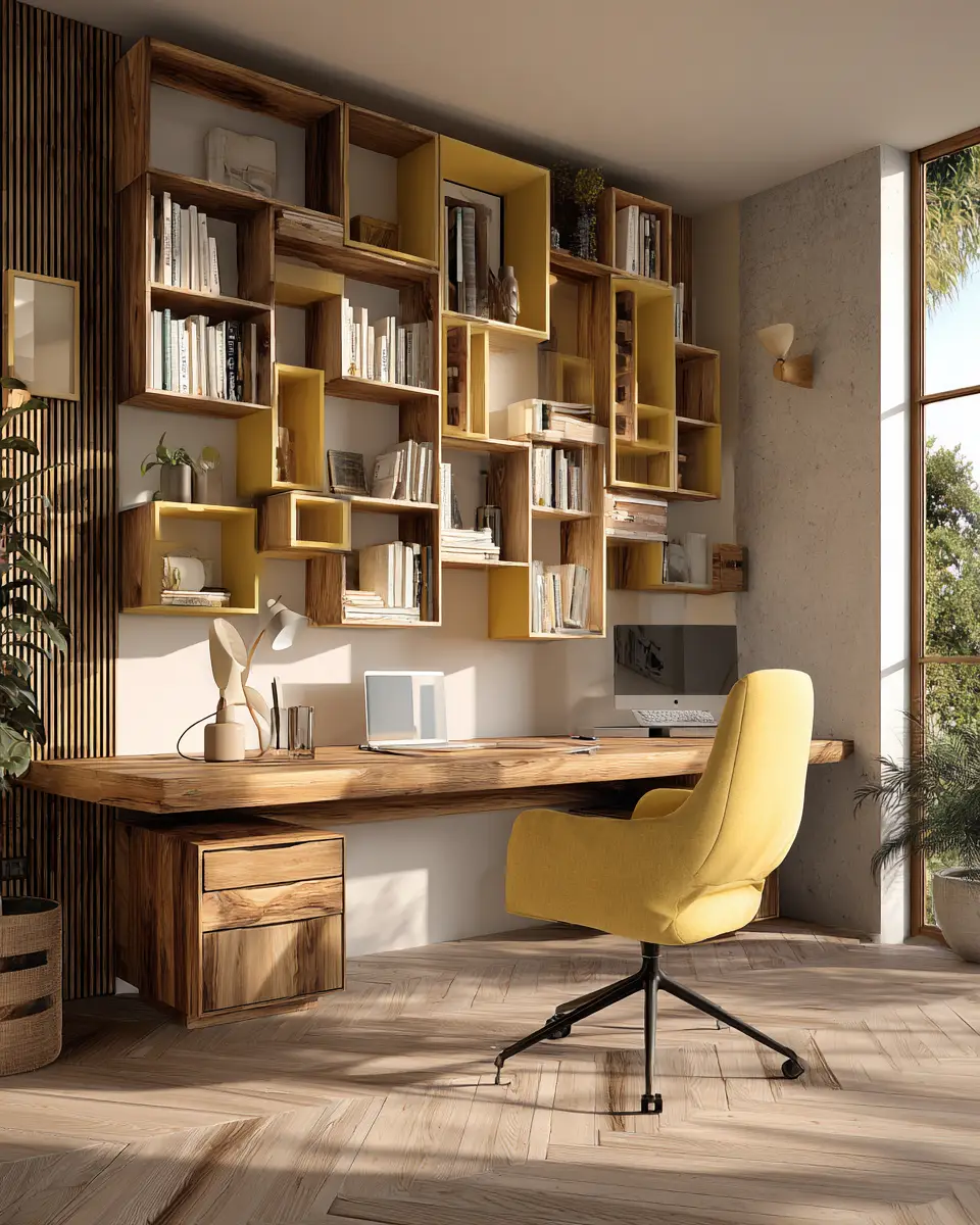 Mustard Yellow Coastal Home Office Decor Ideas
