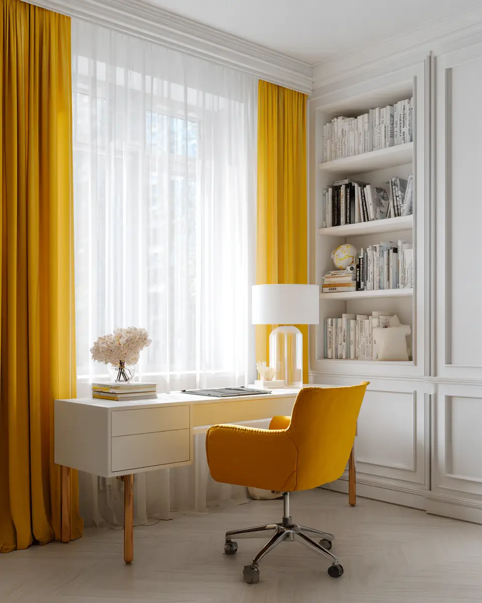 Mustard Yellow Coastal Home Office Decor Ideas