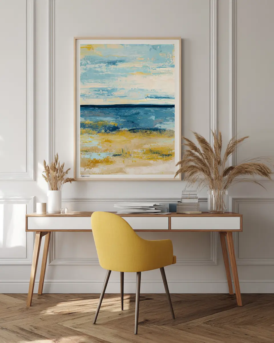Mustard Yellow Coastal Home Office Decor Ideas