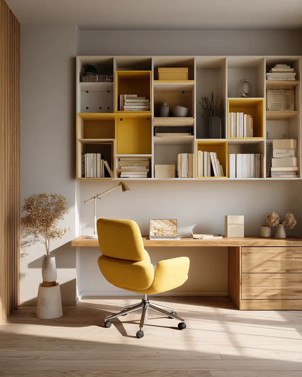 Mustard Yellow Coastal Home Office Decor Ideas