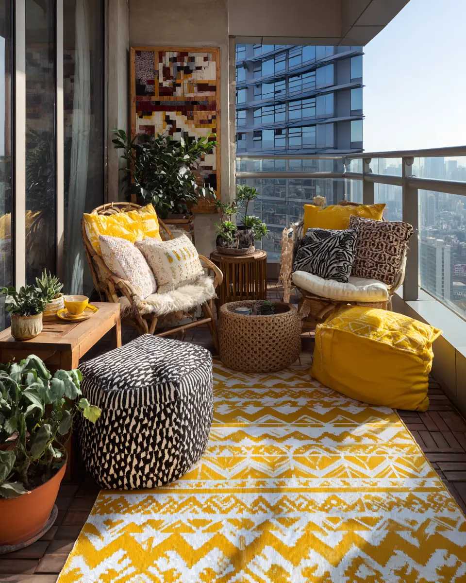 Mustard Yellow Eclectic Balcony Decor Ideas