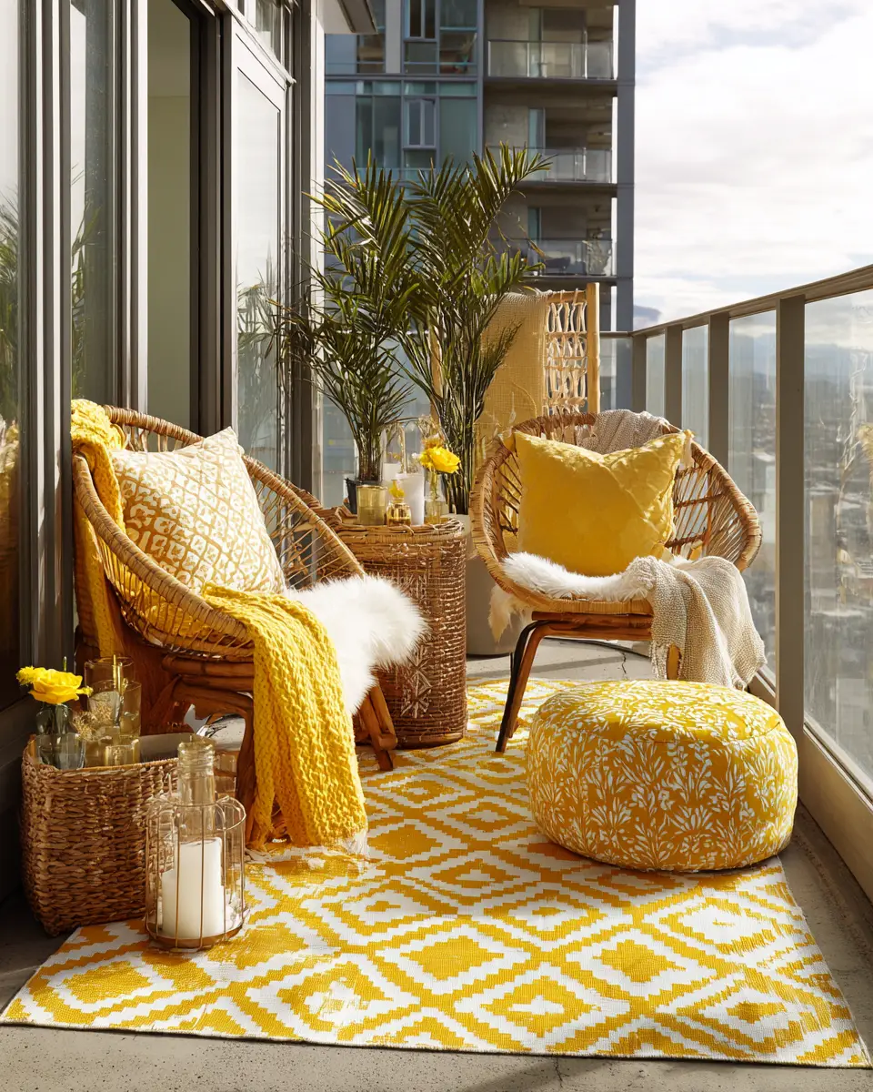 Mustard Yellow Eclectic Balcony Decor Ideas