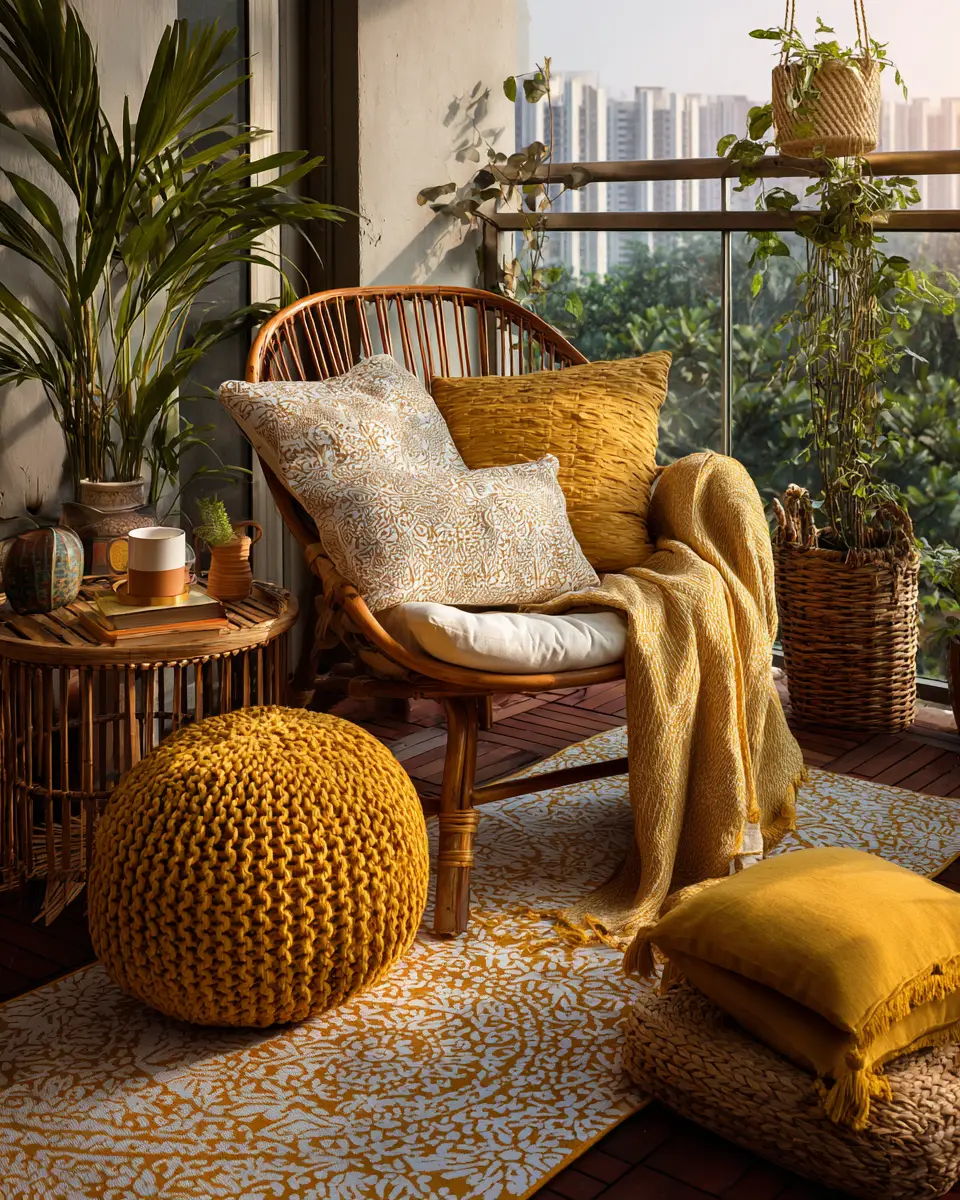 Mustard Yellow Eclectic Balcony Decor Ideas