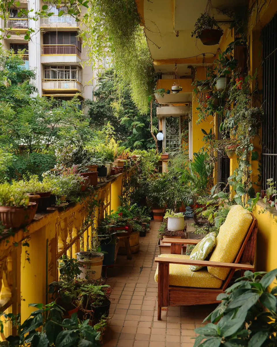 Mustard Yellow Eclectic Balcony Decor Ideas