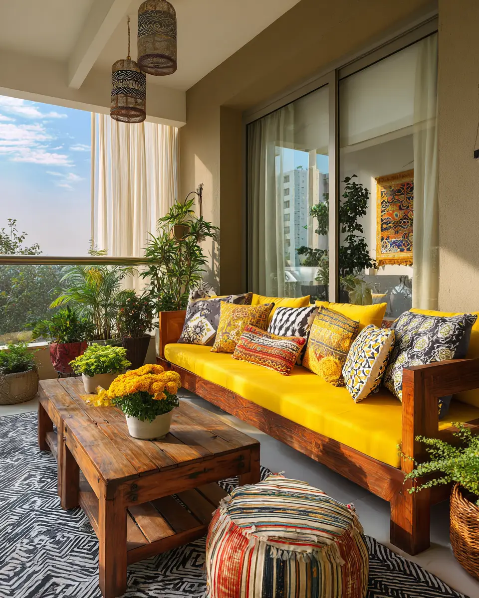 Mustard Yellow Eclectic Balcony Decor Ideas