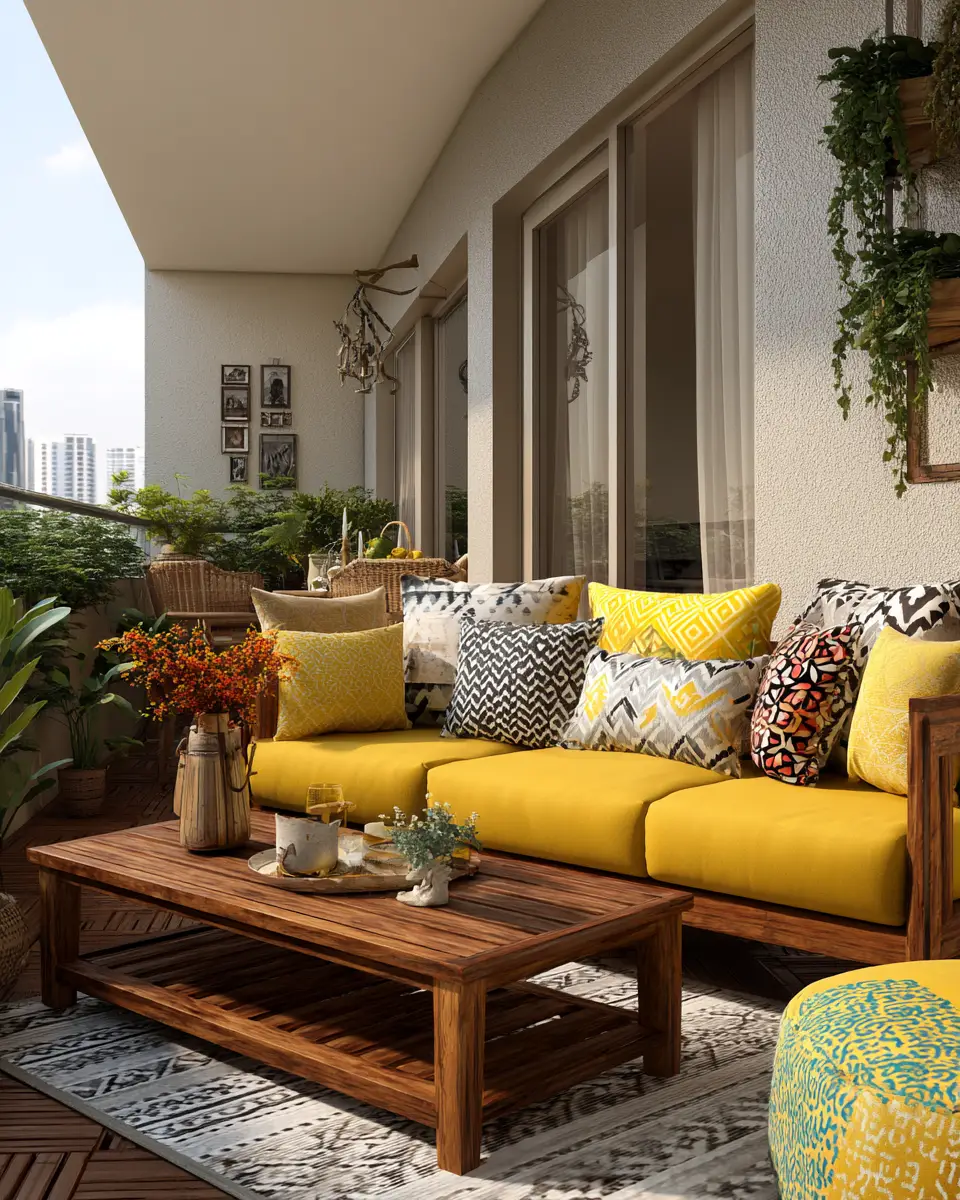 Mustard Yellow Eclectic Balcony Decor Ideas