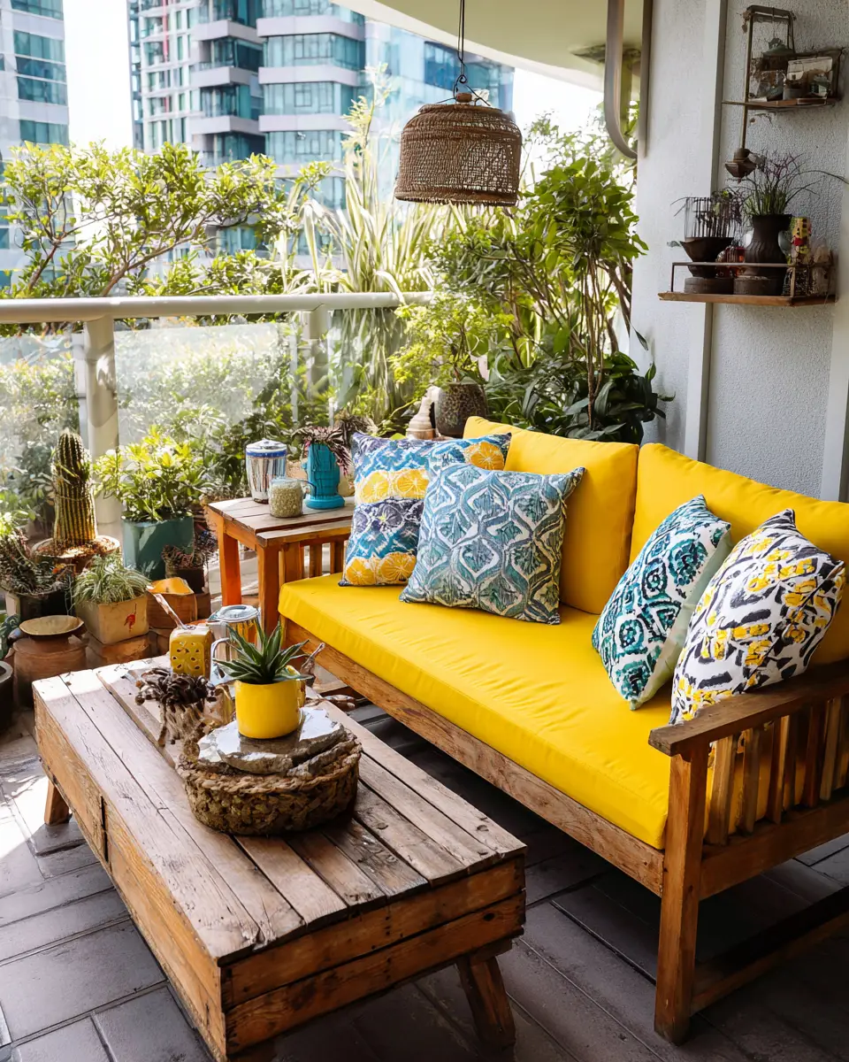 Mustard Yellow Eclectic Balcony Decor Ideas