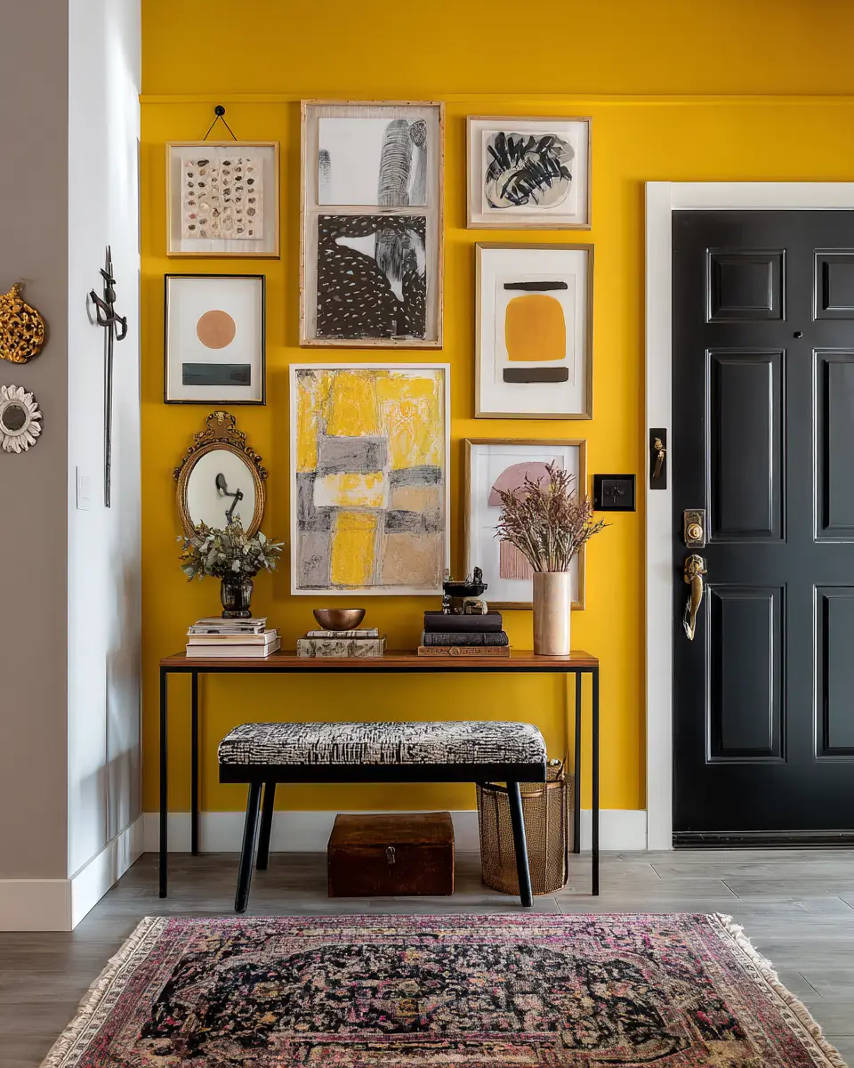 Mustard Yellow Eclectic Entryway Decor Ideas