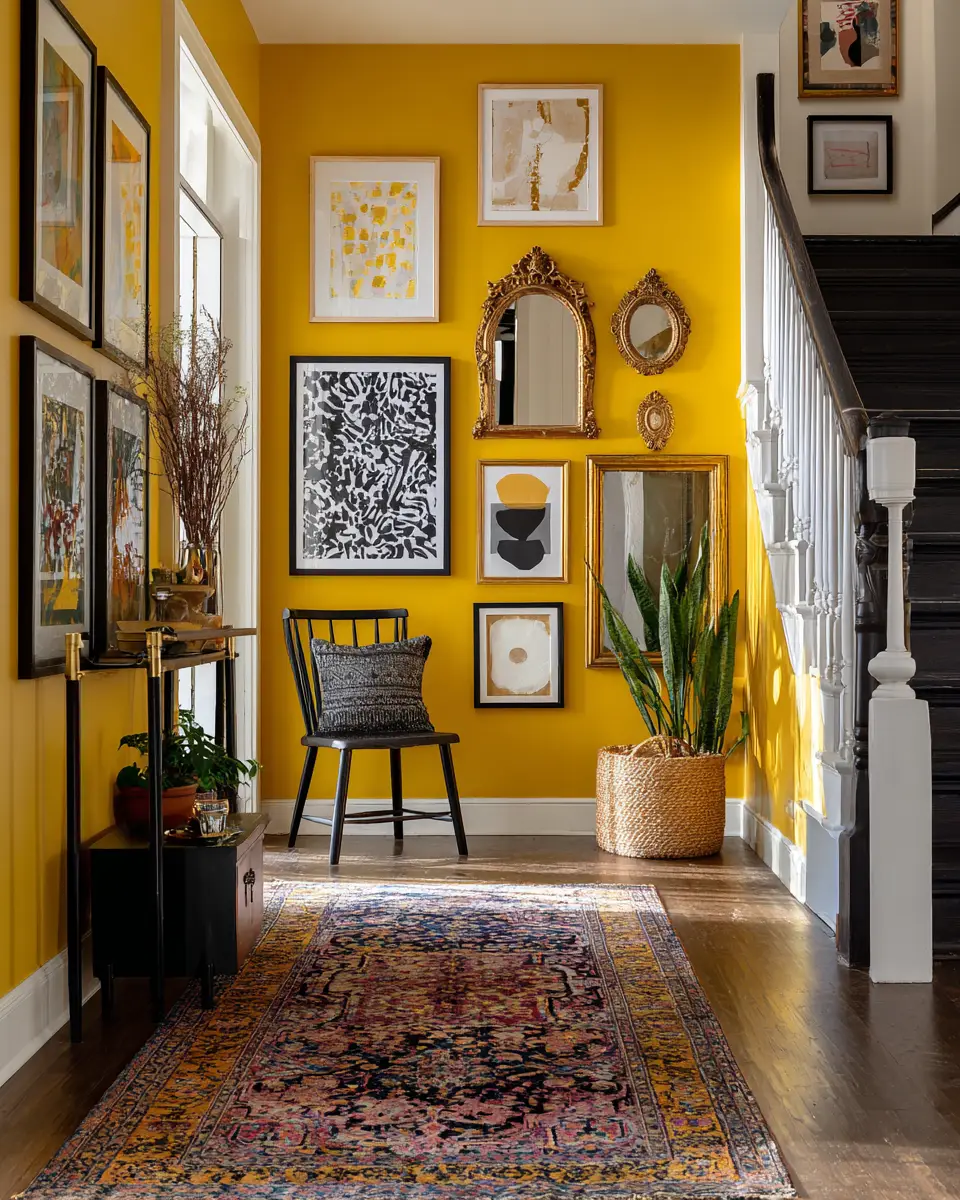 Mustard Yellow Eclectic Entryway Decor Ideas