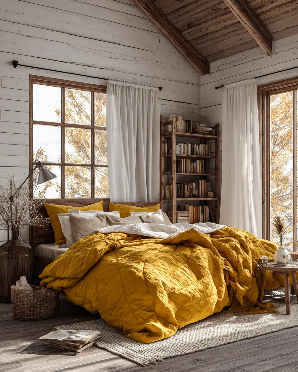 Mustard Yellow Farmhouse Bedroom Decor Ideas