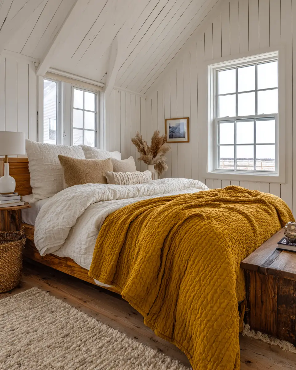 Mustard Yellow Farmhouse Bedroom Decor Ideas