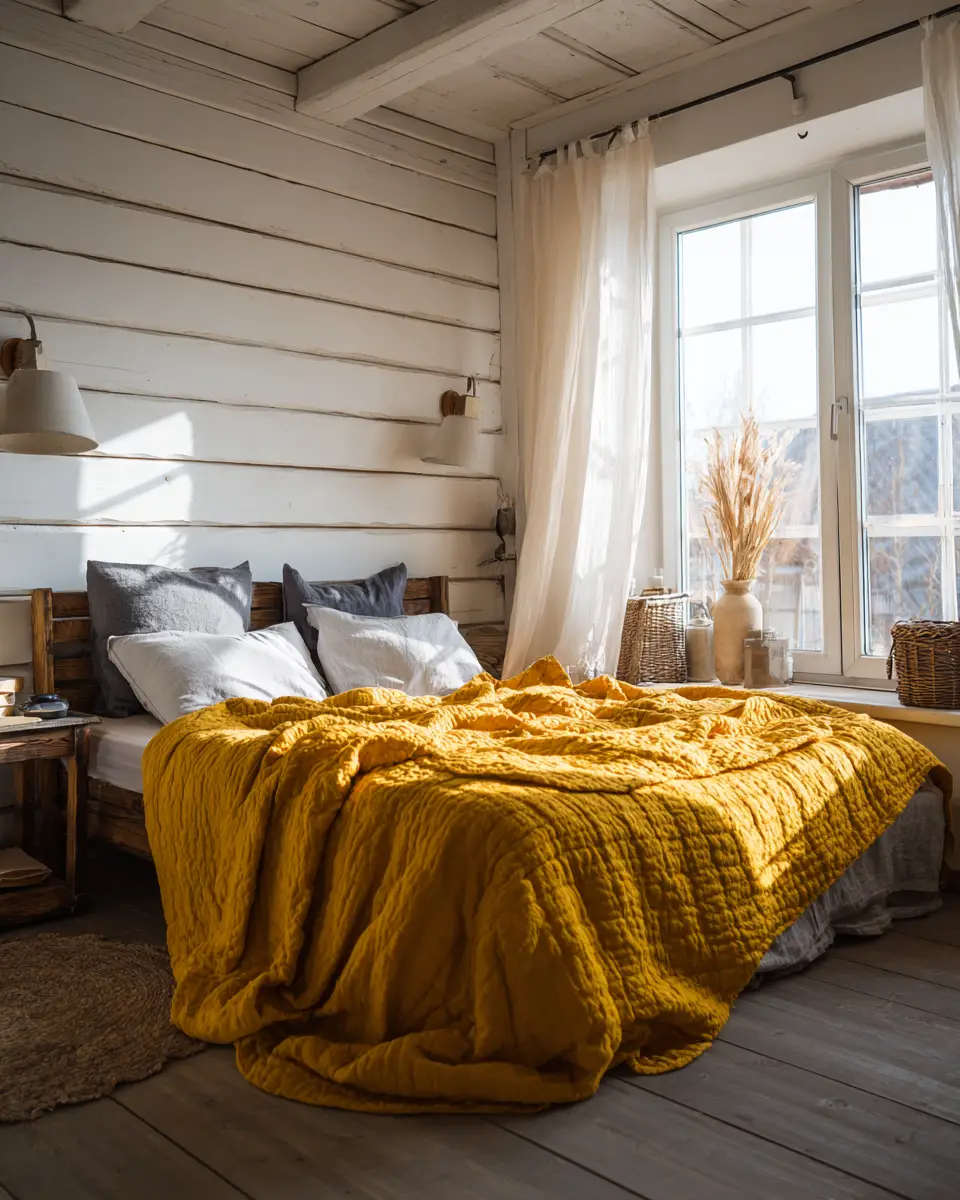 Mustard Yellow Farmhouse Bedroom Decor Ideas