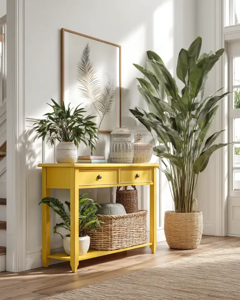 Mustard Yellow Farmhouse Entryway Decor Ideas - Featured