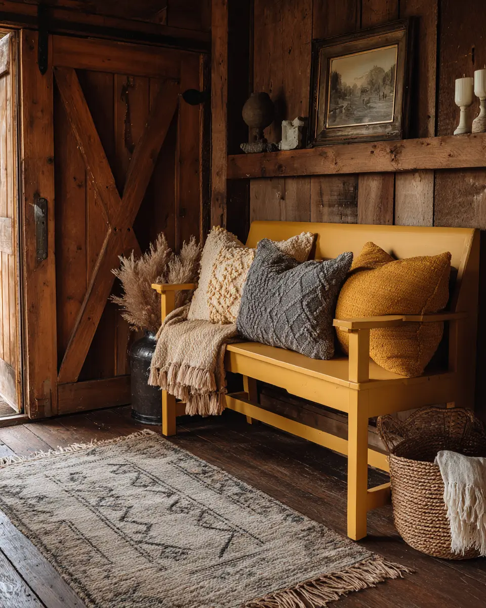Mustard Yellow Farmhouse Entryway Decor Ideas