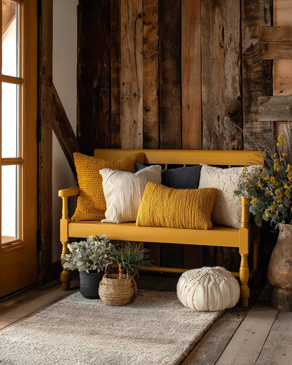 Mustard Yellow Farmhouse Entryway Decor Ideas