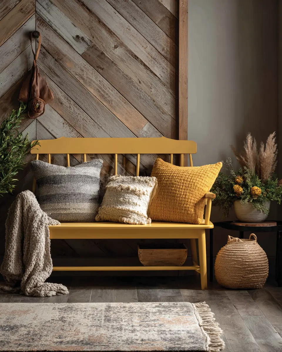 Mustard Yellow Farmhouse Entryway Decor Ideas