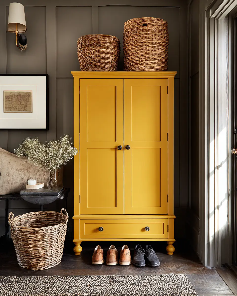 Mustard Yellow Farmhouse Entryway Decor Ideas