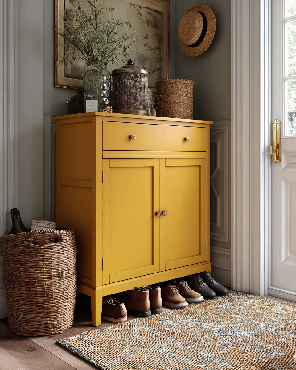 Mustard Yellow Farmhouse Entryway Decor Ideas