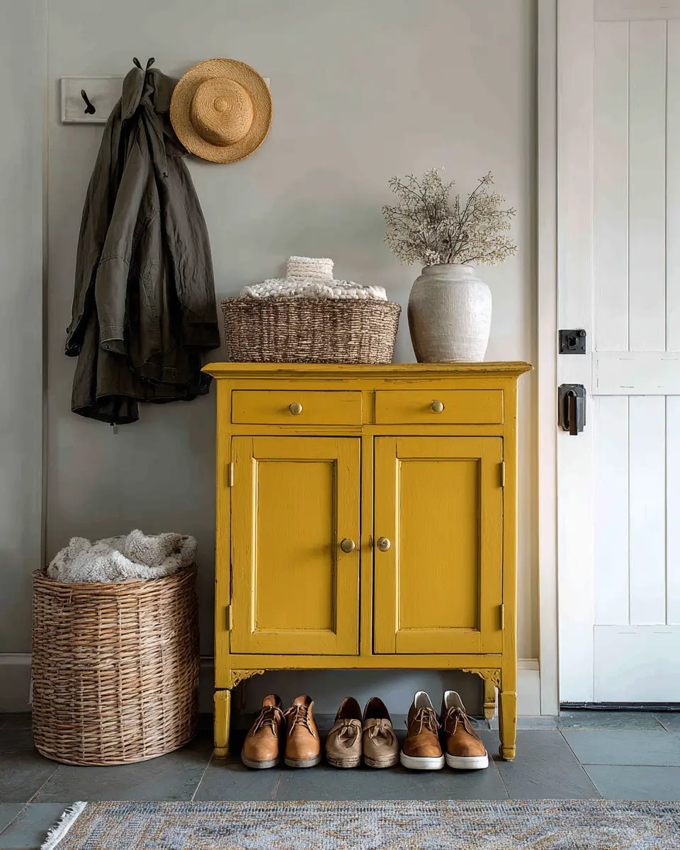 Mustard Yellow Farmhouse Entryway Decor Ideas