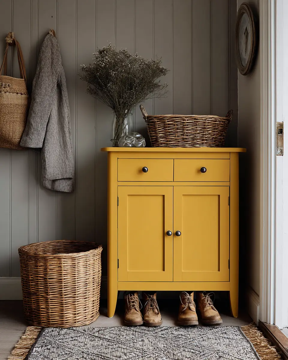 Mustard Yellow Farmhouse Entryway Decor Ideas