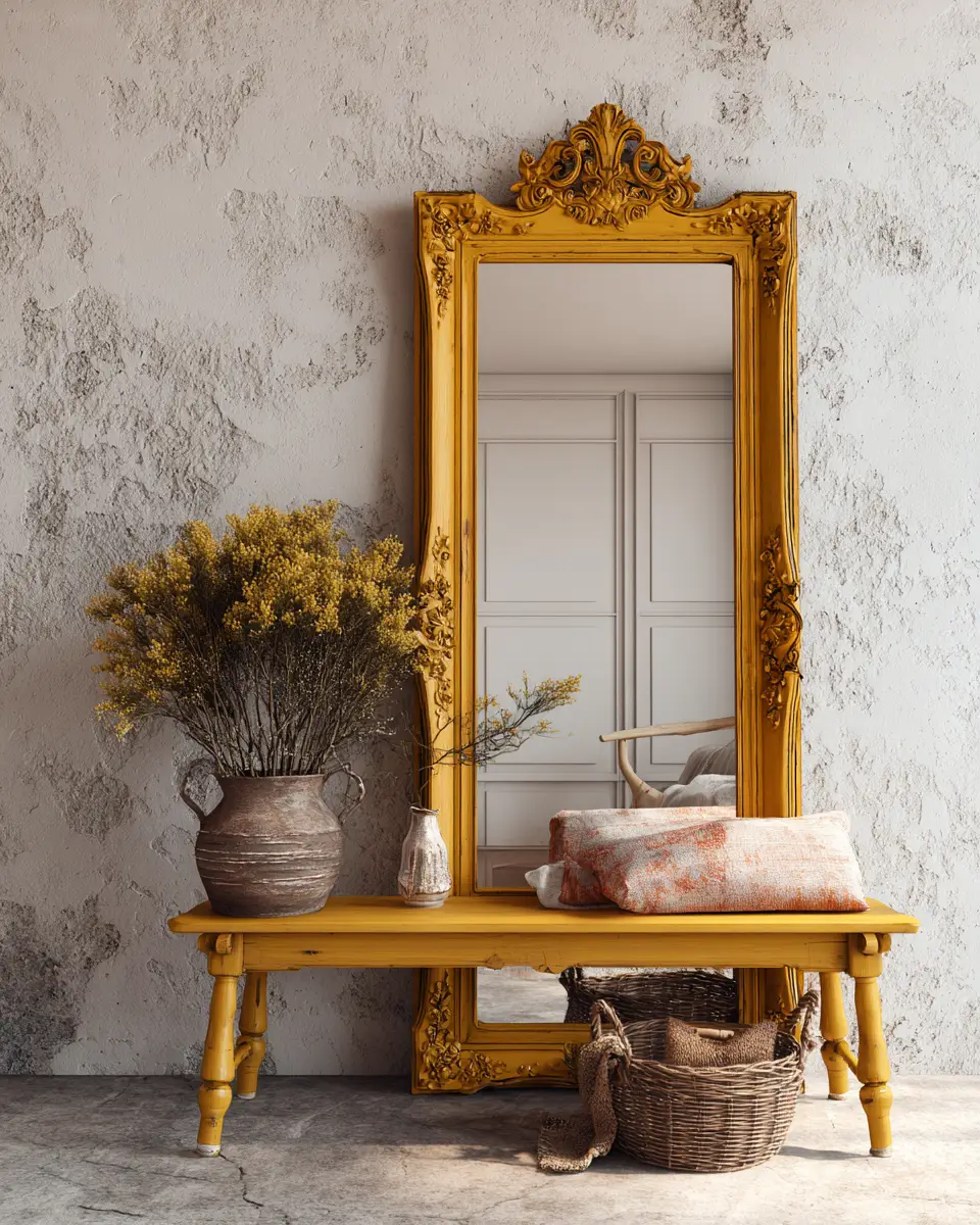 Mustard Yellow Farmhouse Entryway Decor Ideas