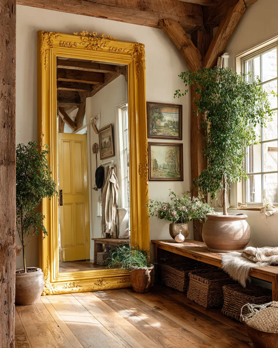 Mustard Yellow Farmhouse Entryway Decor Ideas