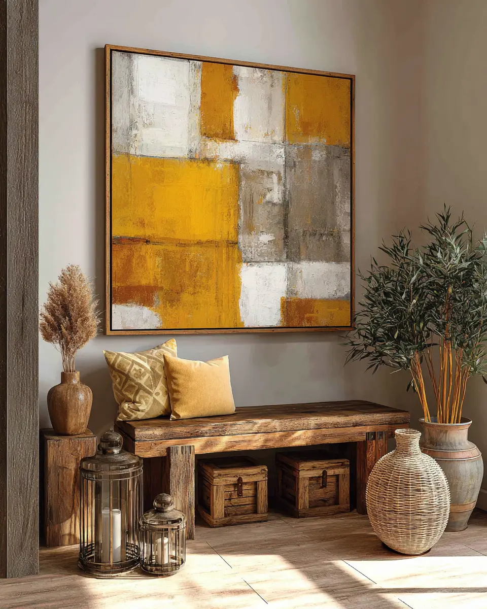 Mustard Yellow Farmhouse Entryway Decor Ideas