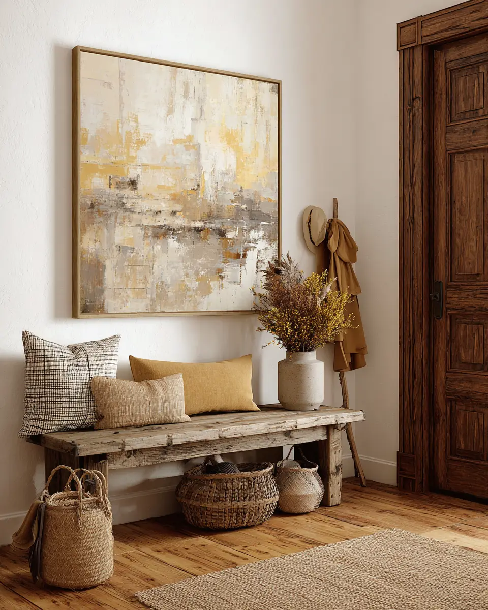 Mustard Yellow Farmhouse Entryway Decor Ideas