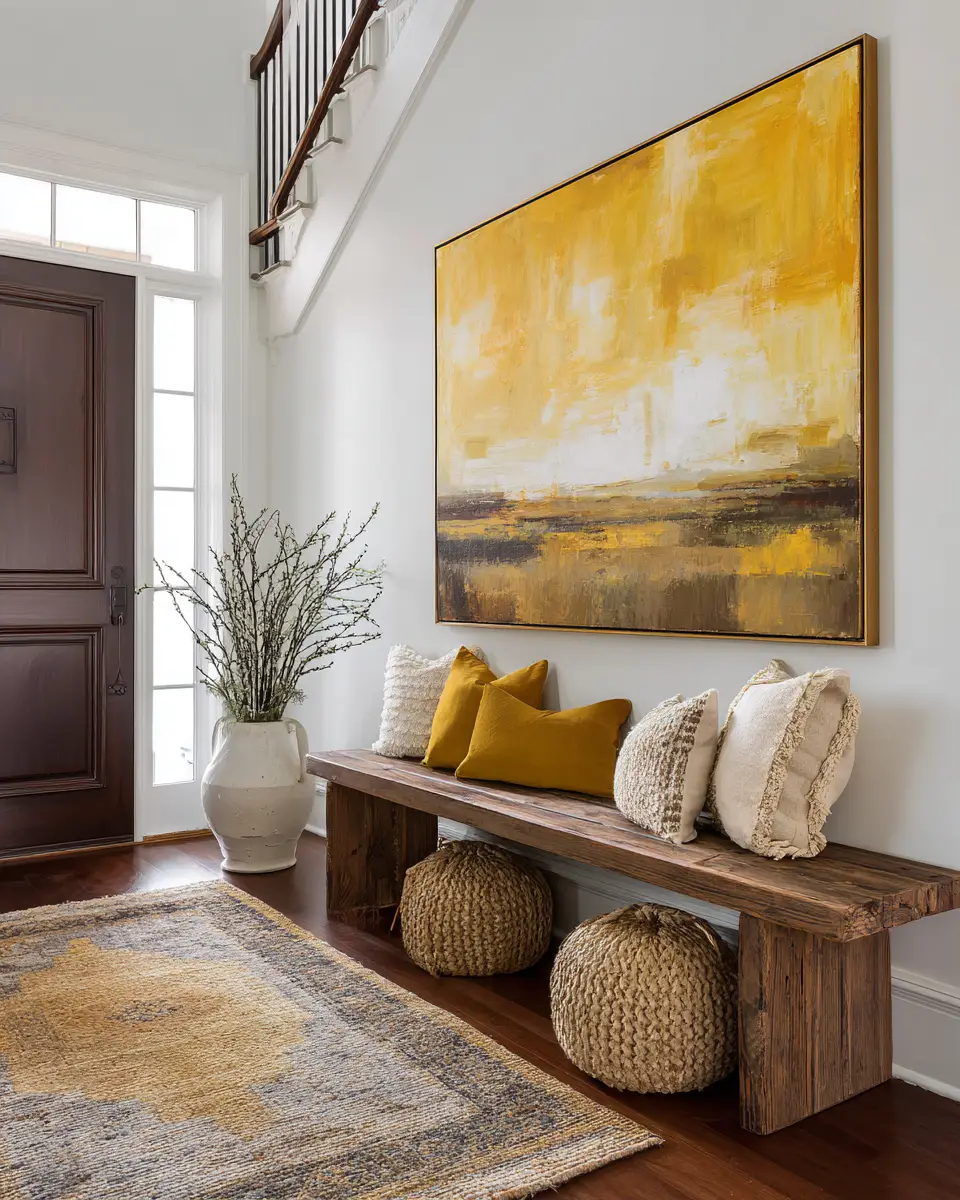 Mustard Yellow Farmhouse Entryway Decor Ideas