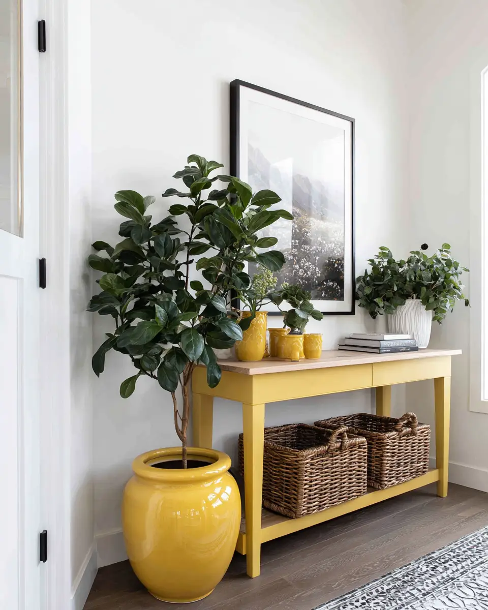 Mustard Yellow Farmhouse Entryway Decor Ideas