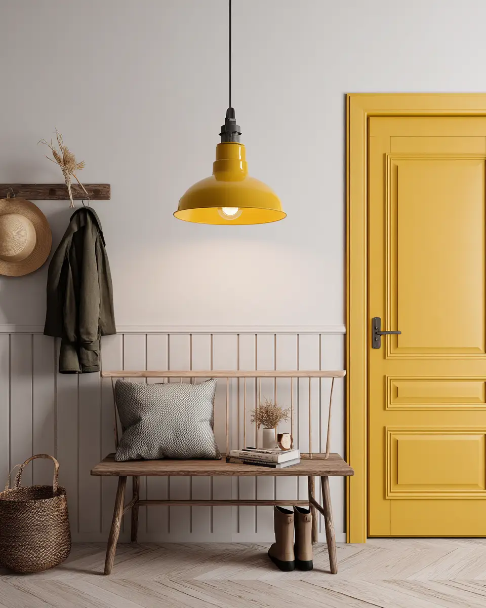 Mustard Yellow Farmhouse Entryway Decor Ideas
