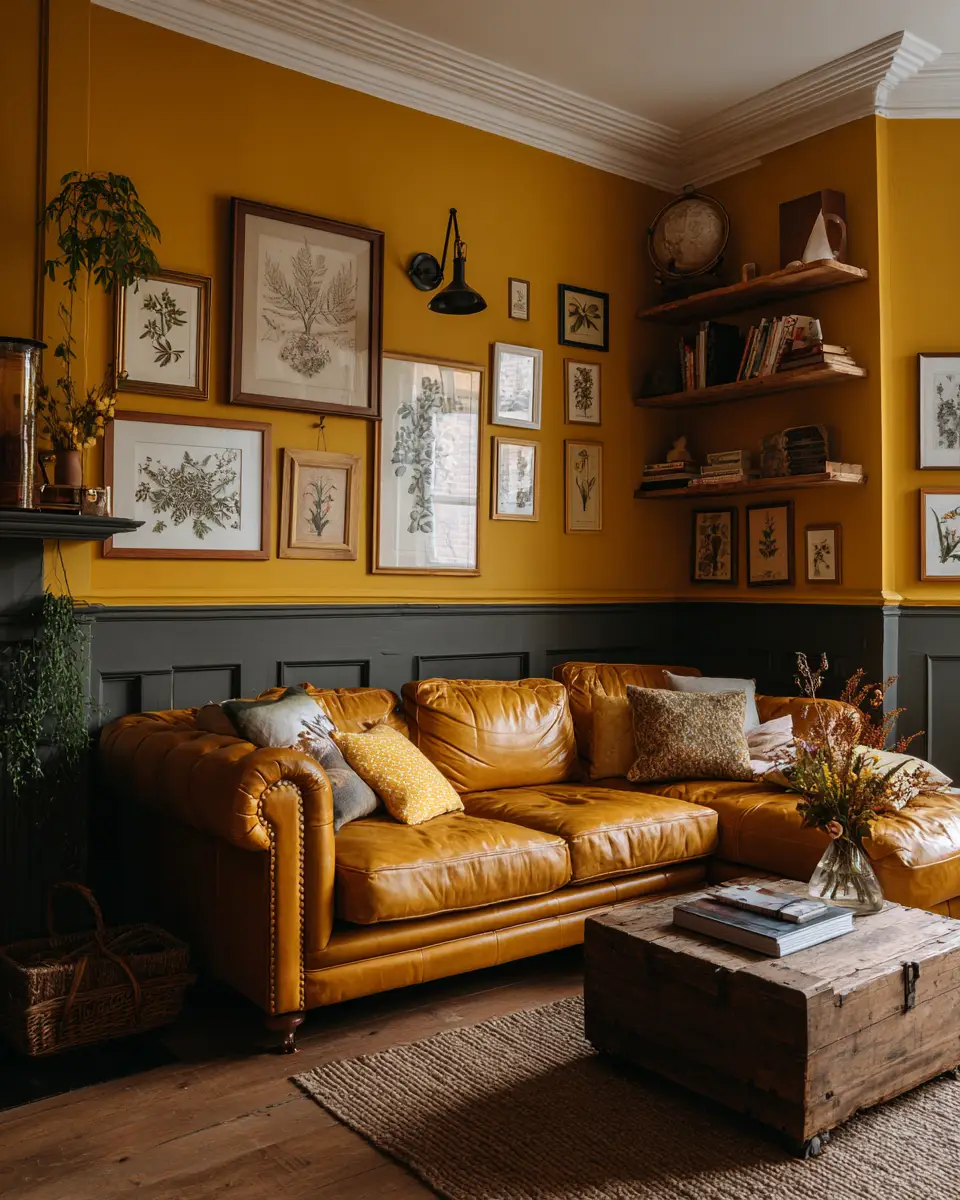 Mustard Yellow Farmhouse Living Room Decor Ideas