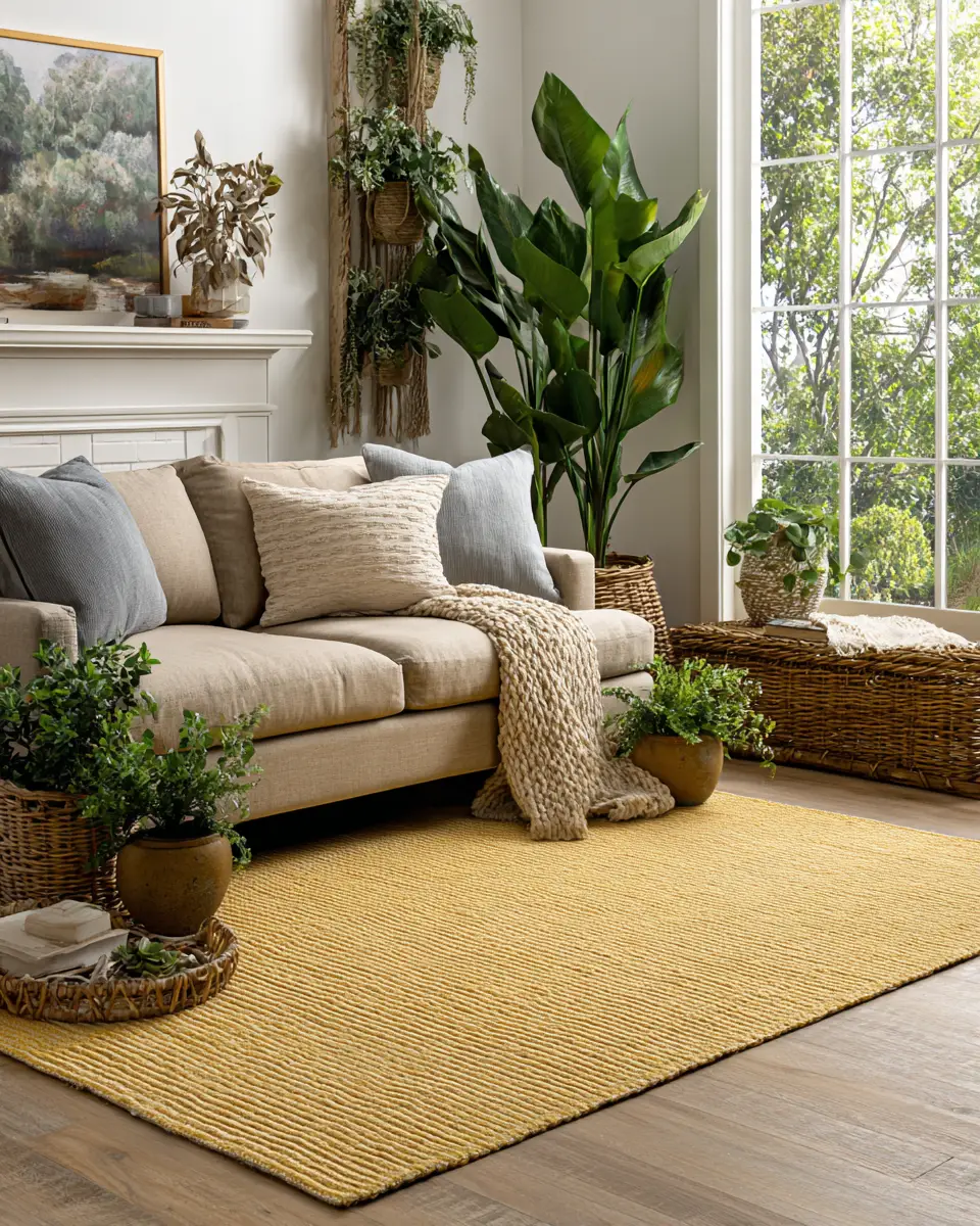 Mustard Yellow Farmhouse Living Room Decor Ideas