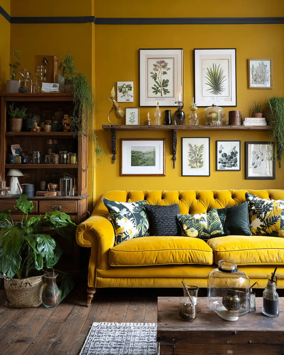 Mustard Yellow Farmhouse Living Room Decor Ideas