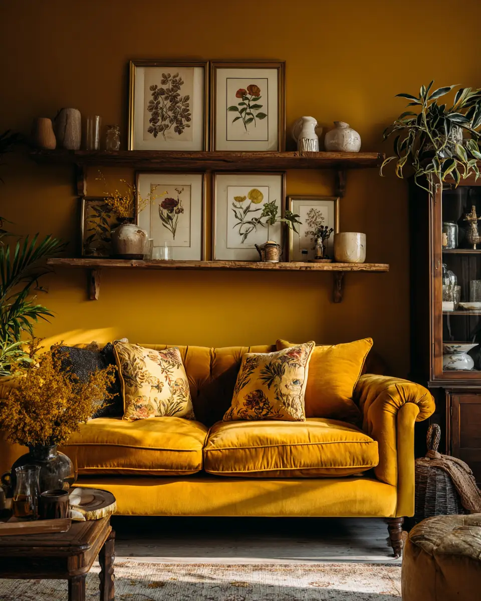 Mustard Yellow Farmhouse Living Room Decor Ideas