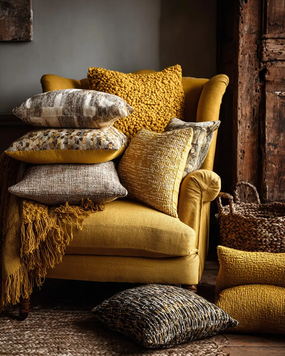Mustard Yellow Farmhouse Living Room Decor Ideas