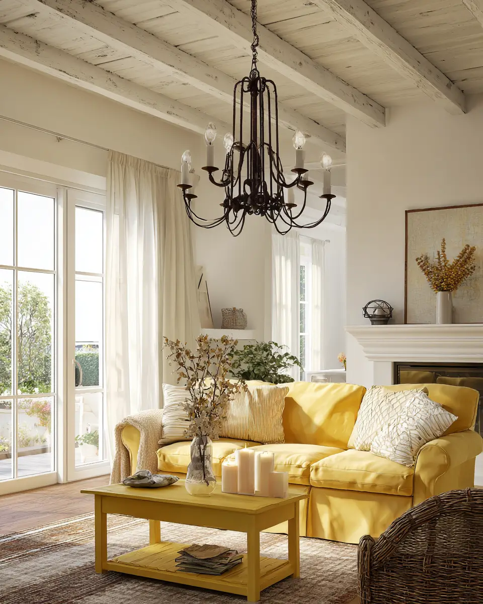Mustard Yellow Farmhouse Living Room Decor Ideas
