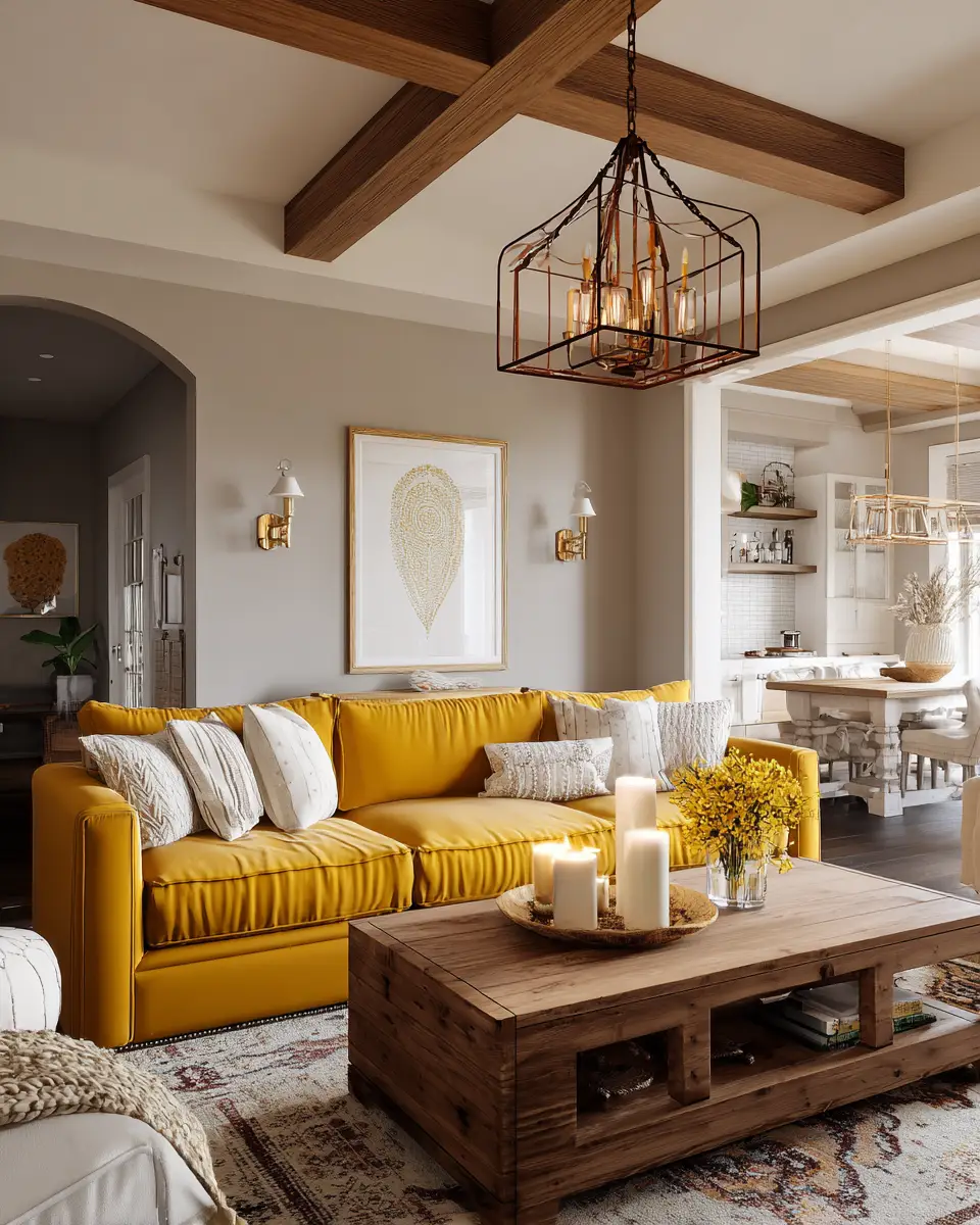 Mustard Yellow Farmhouse Living Room Decor Ideas