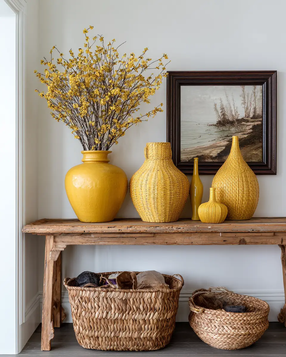 Mustard Yellow Farmhouse Living Room Decor Ideas