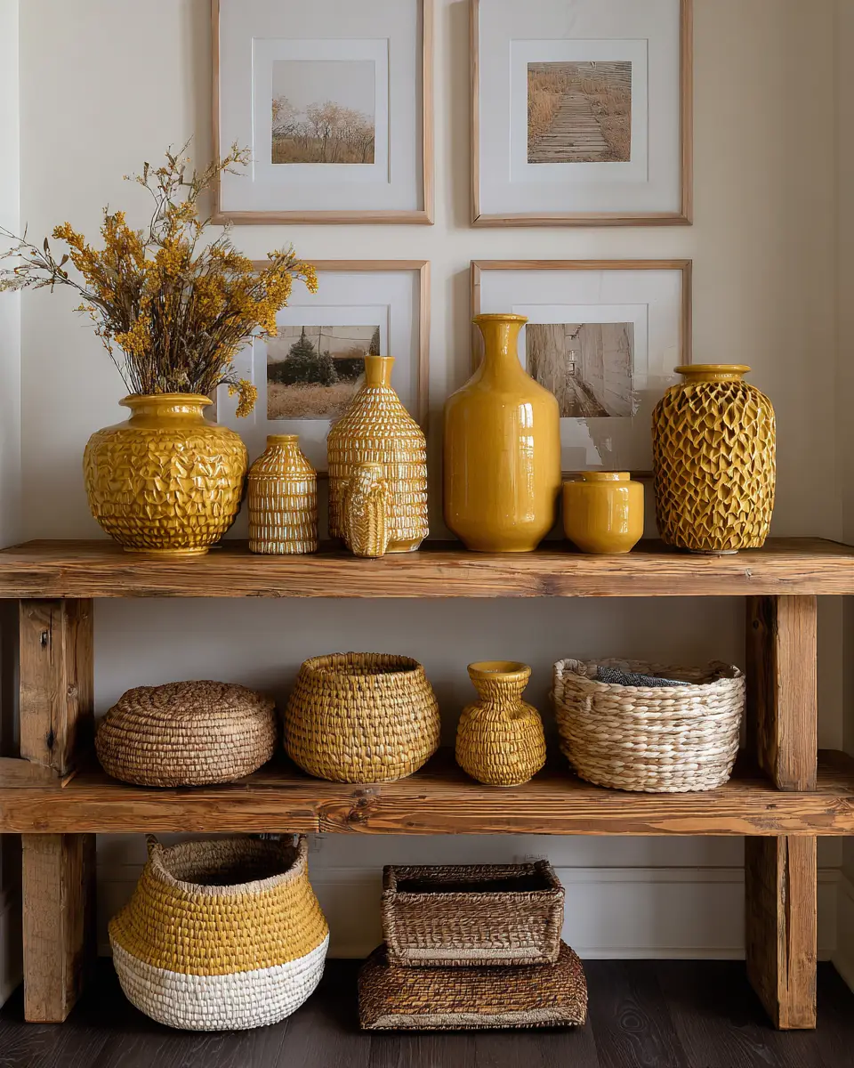 Mustard Yellow Farmhouse Living Room Decor Ideas