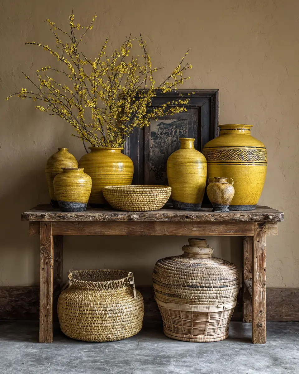 Mustard Yellow Farmhouse Living Room Decor Ideas