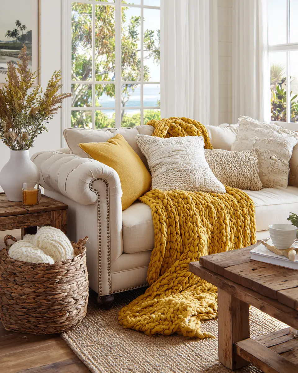 Mustard Yellow Farmhouse Living Room Decor Ideas