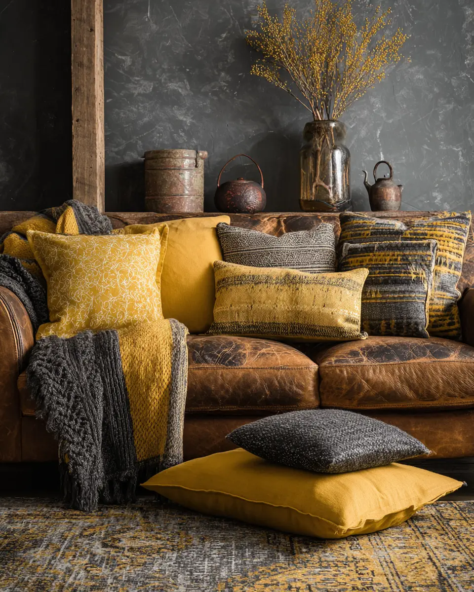 Mustard Yellow Industrial Living Room Decor Ideas - Featured