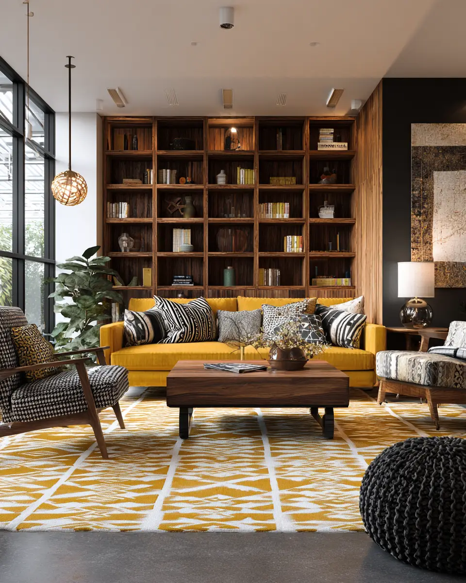 Mustard Yellow Industrial Living Room Decor Ideas