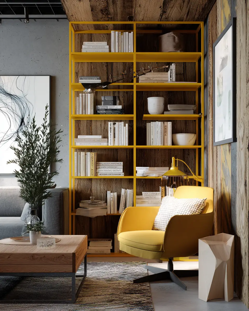 Mustard Yellow Industrial Living Room Decor Ideas
