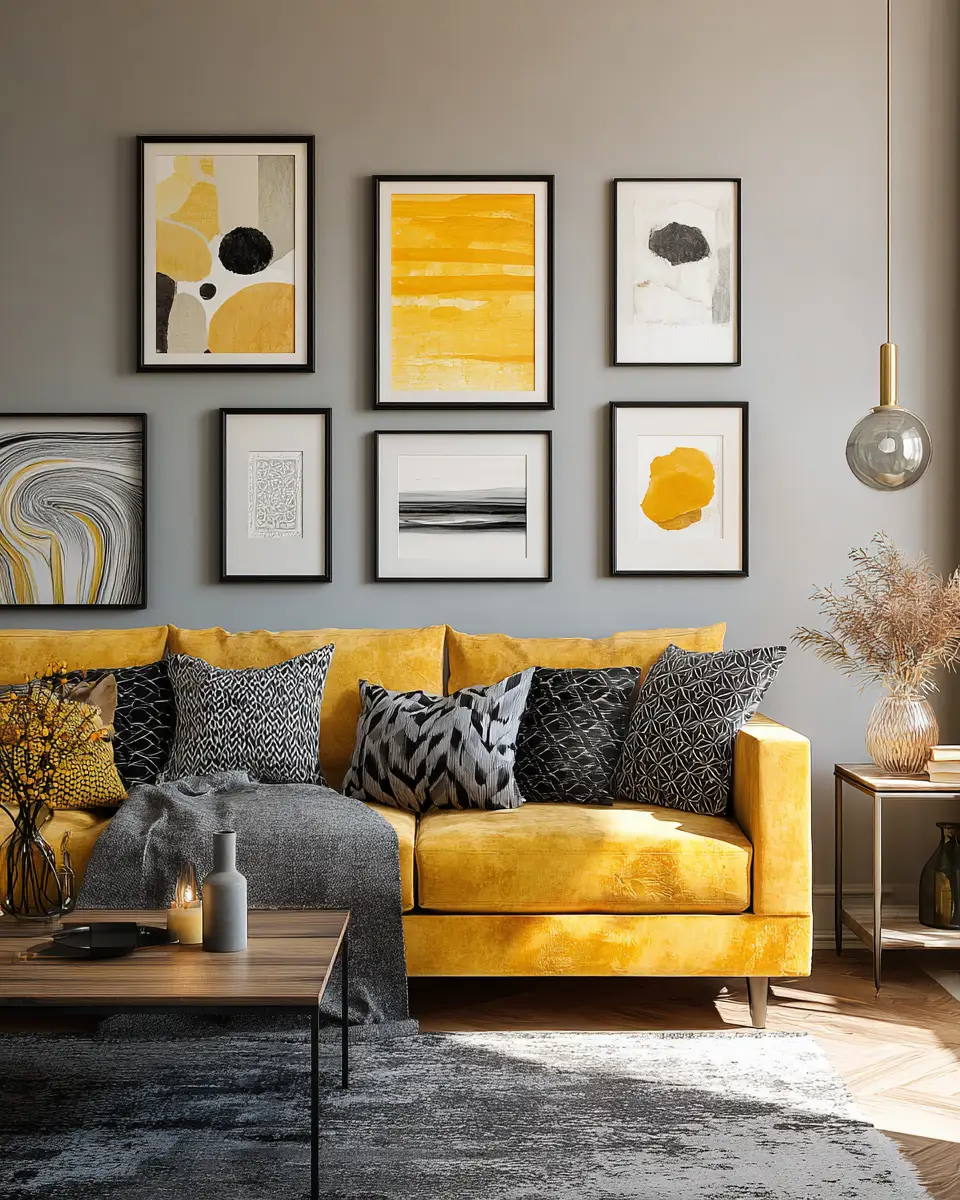 Mustard Yellow Industrial Living Room Decor Ideas