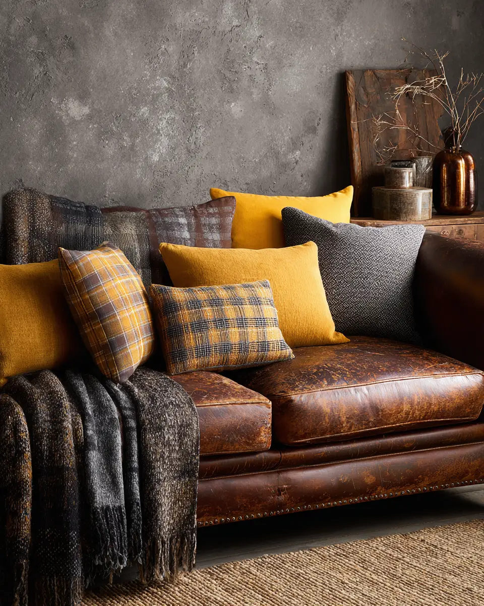 Mustard Yellow Industrial Living Room Decor Ideas