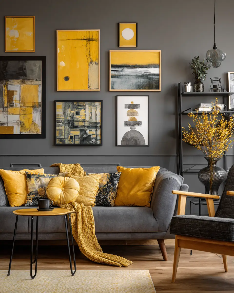 Mustard Yellow Industrial Living Room Decor Ideas