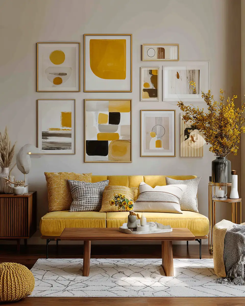 Mustard Yellow Industrial Living Room Decor Ideas